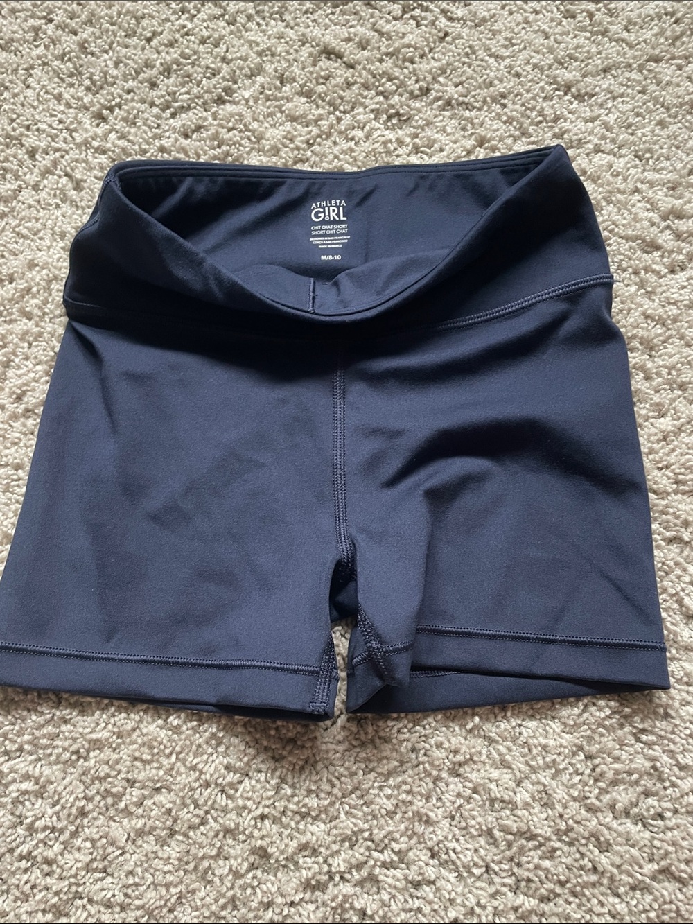 Athleta Girl Navy Fold-Over Waist Bike Shorts
